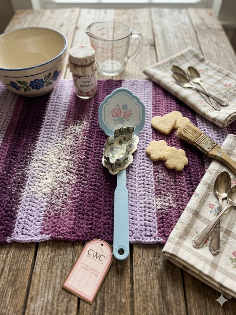 Pastel Blue Floral Cookie Scoop and Cutter by CWC